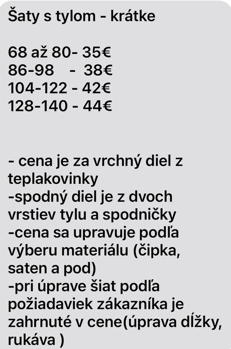 Sviatočné saty, 68 - 146