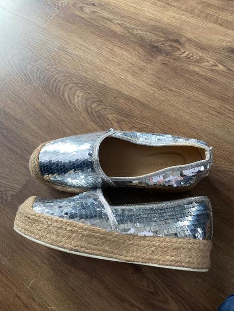 Flitrove strieborné espadrilky, 39