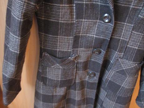 Hnedý károvaný kabát na zimu, s/m, 36/38, s