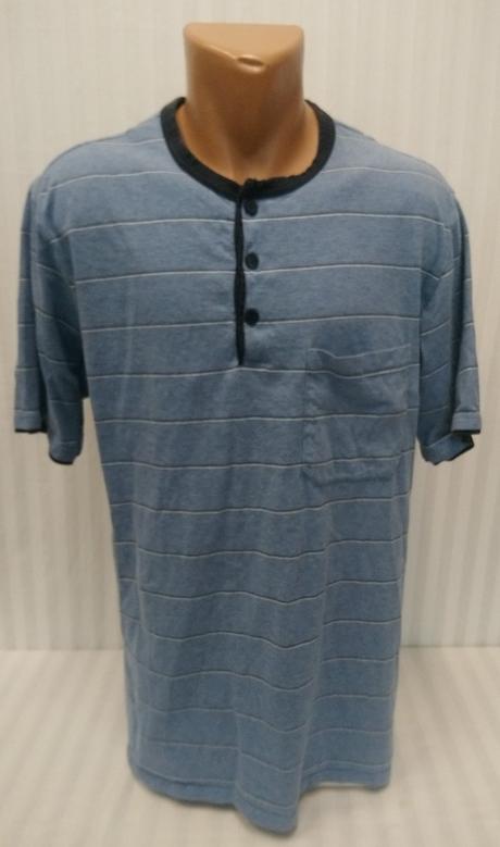 Pánske modré pásikavé tričko, schiesser, l, l