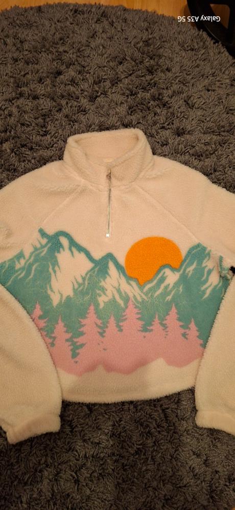 Chlpata crop mikina, h&m,158