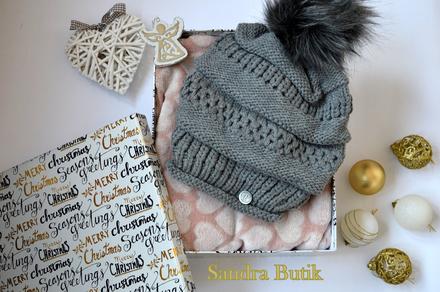 Čiapočka s visiacou bambuľkou zateplená, l - xxxl