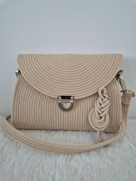 Handmade béžová kabelka 2 v 1,