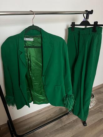 Zara pierkové sako a nohavice, zara,l