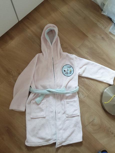 Bledoruzovy plysovy zupan peanuts 122/128, lupilu,122