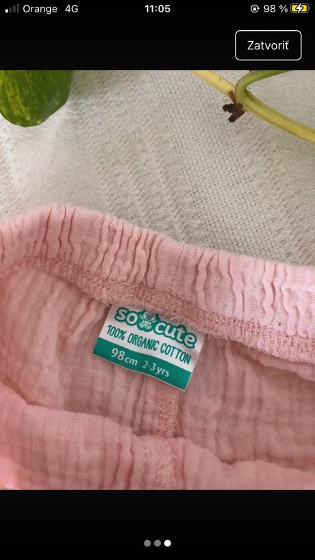 Mušelínové šortky/ mušelínové kraťasy, 98