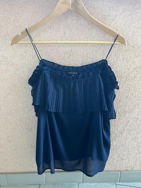 Čierny top na ramienka massimo dutti, s