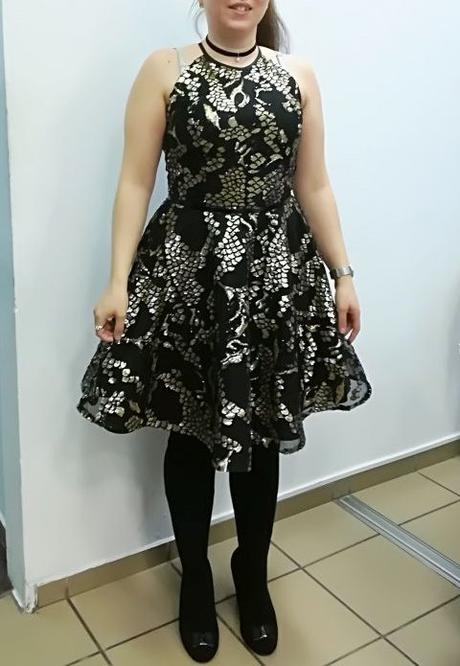 Slávnostné šaty zlato-čierne flitre, m