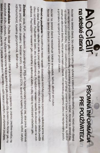 Neodporúčam Aloclair na prerezávanie, poraďte niečo bez farbív a iných škodlivých latok.