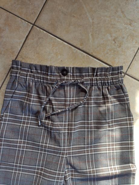 Dámske sivé kárované rovné nohavice f&f, f&f,38