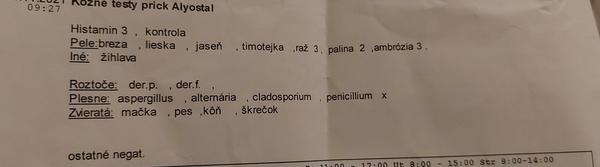 Vyšla mi z mojich výsledkov alergia?