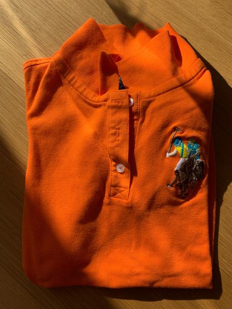 U.s. polo tricko oranžové s golierom s, s