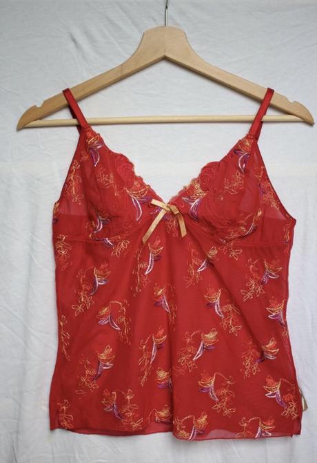 Dámske červené priehľadné tielko, miriale,s