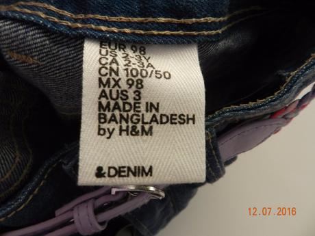 Riflová suknička s opaskom, h&m,98