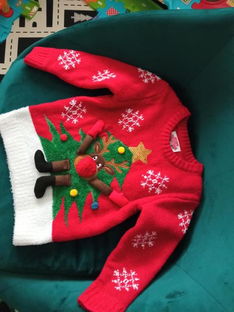 Vianočný sveter svetrík sob stromček, f&f,86