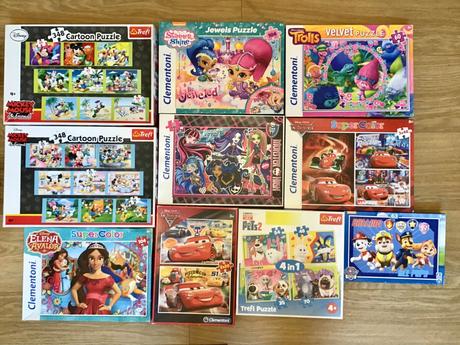 Puzzle rozne cena spolu 10 eur, 