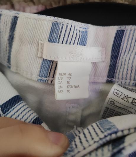 Pruhované široké džínsy, h&m,l