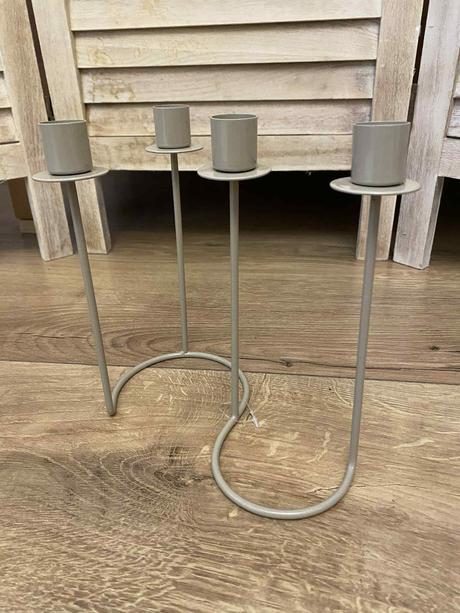 Kovový svietnik na 4 vysoké sviečky - sivohnedý, 