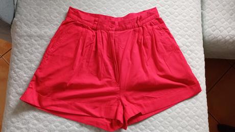 Červené kraťasy, šortky vysoký pas, s
