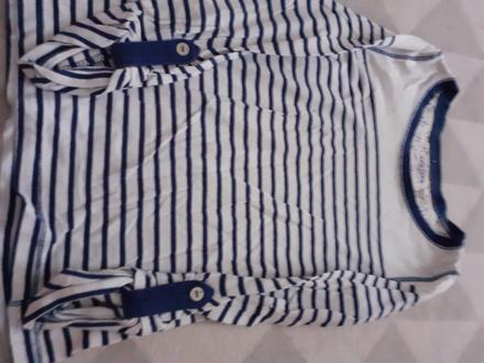 Biely dievcensky pulover s modrymi pasikmi, namorn, h&m,104