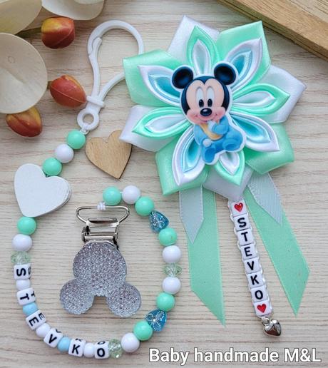 Šnúrka na cumlik a mašla na kočík disney,