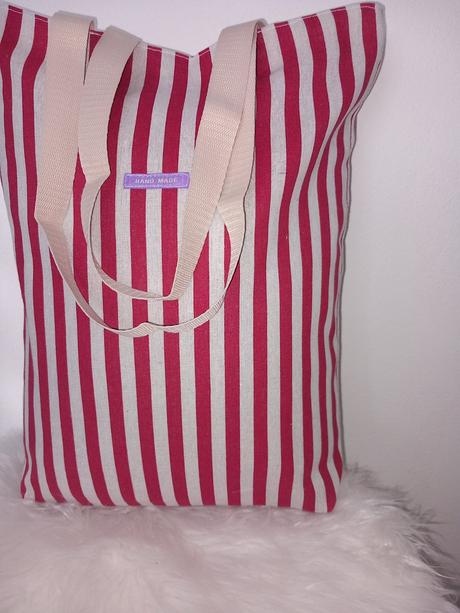 Látková taška červené prúžky, 