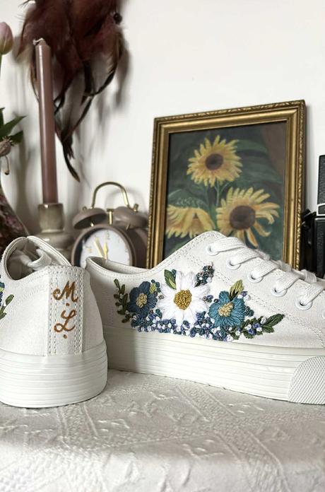 Plátené, ručne vyšívané tenisky, 36 - 42