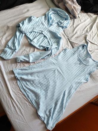 Flísové vrúbkované šaty s crop mikinou, xl