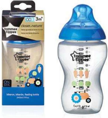 Tommee tippee fľaša bez modrá bpa 3m+, 340 ml., tommee tippee