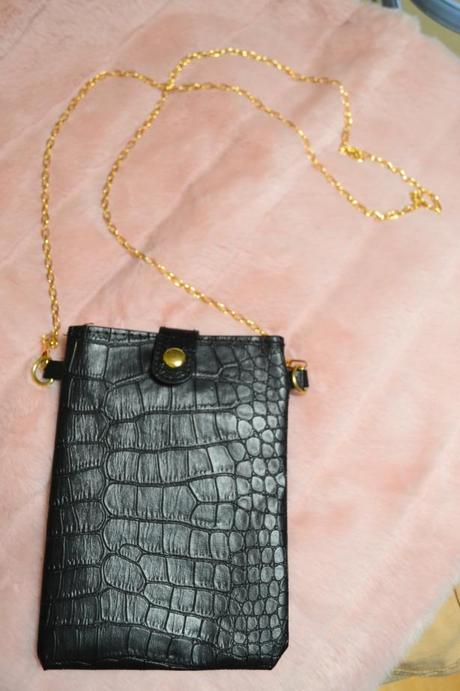 Taštička na mobil/doklady vzor krokodília koža, 