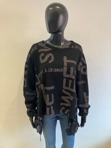 Mikina s nápismi a predĺženou zadnou časťou (uni), l / m / s / xl