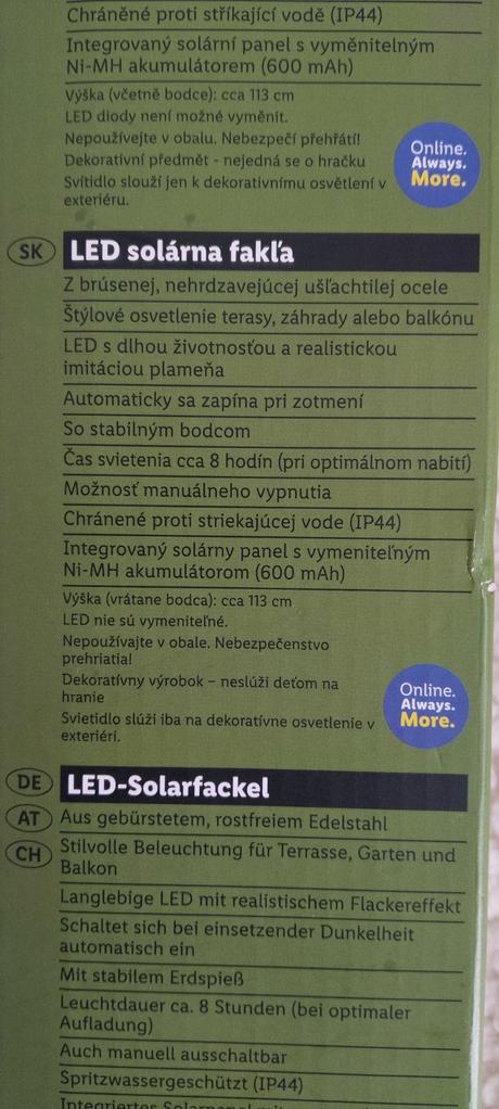 Solárna lampa, cena za 2 ks.,