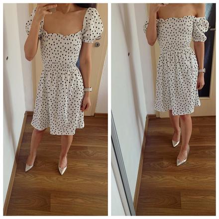 Nadherne bodkovane saty s balonovymi rukavmi, f&f,xs