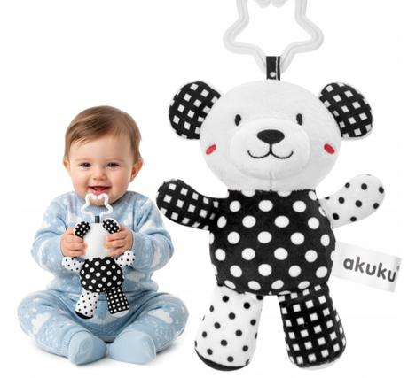 Plyšová hračka s hrkálkou akuku medvedík čiernobie, 