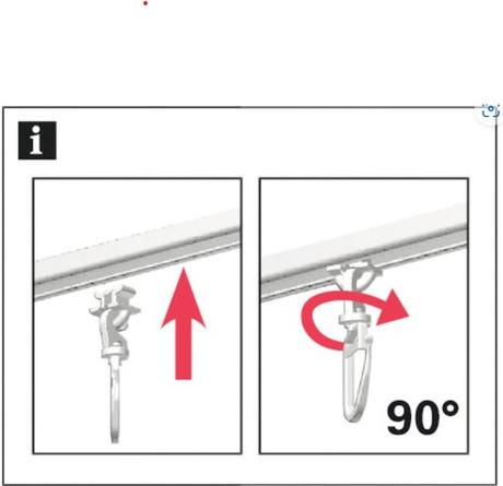 Háčiky na záclonu gardinia, otočný jazdec 6 mm,