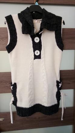 Béžová dlhšia pletená vesta top stav, s