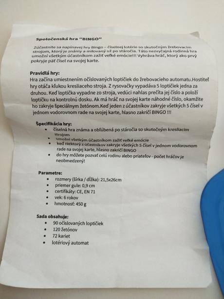 Spoločenská hra bingo,