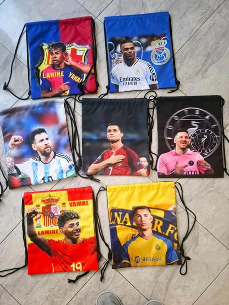 Vrecko na telesnú, prezuvky, messi, ronaldo,