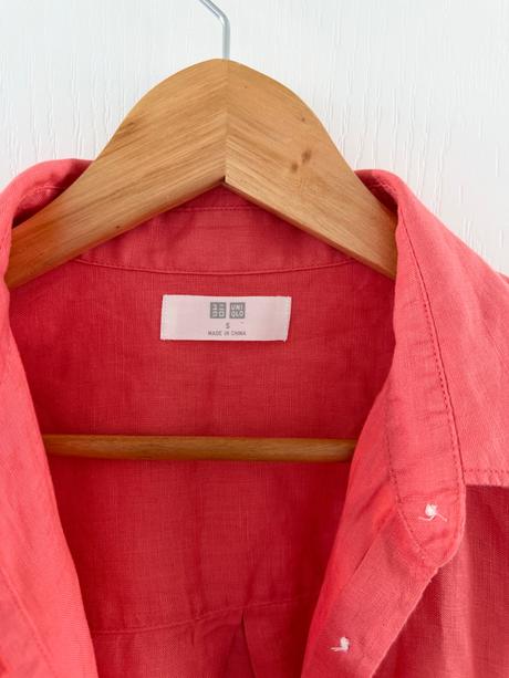 Koralová ľanová košeľa uniqlo ľan, s