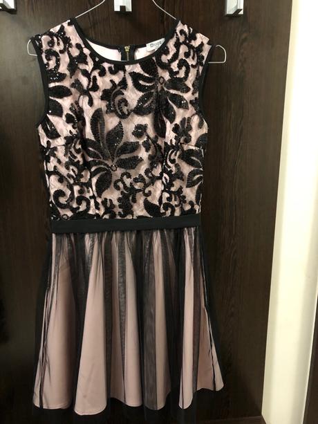 Spoločenské čierno pudrove šaty, veľkosť 36, 36