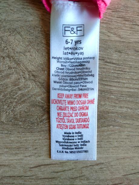 Dievčenské šaty zn. f&f, 6-7 r., veľ.122, f&f,122
