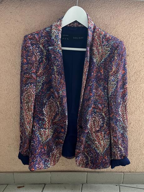 Fialové sako s ornamentami zara, zara,m