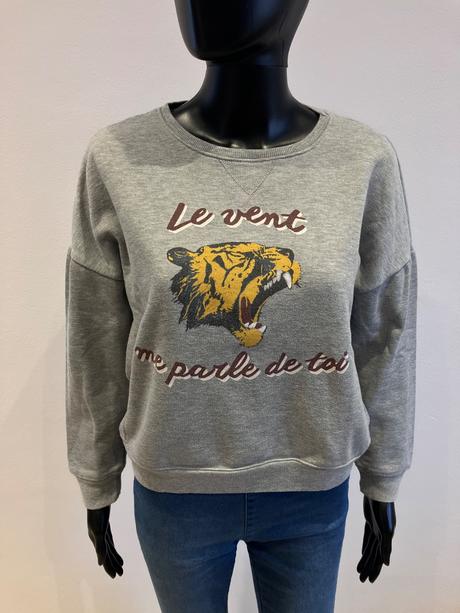 Dámska mikina s potlačou a nápisom sivá (s), s