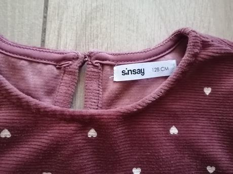 Jesenné velúrové šaty so srdiečkami, sinsay,128