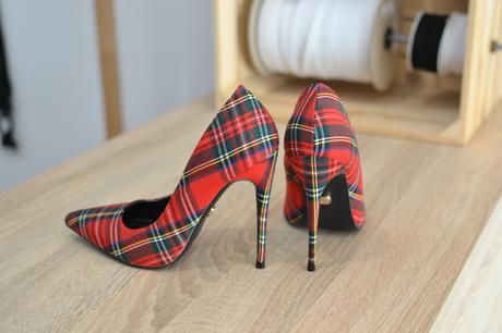 Červené kárované lodičky 36, 36