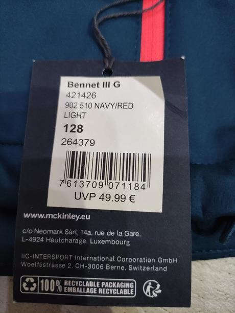 Bunda mckinley softshellová, mckinley,116 / 128