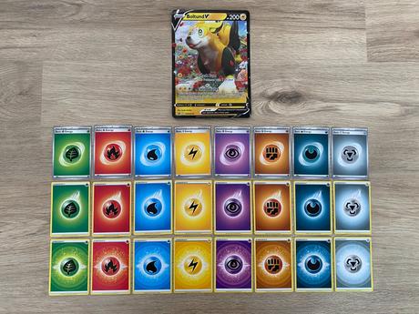 Pokémon kartičky 3 druhov energií + jumbo karta, 