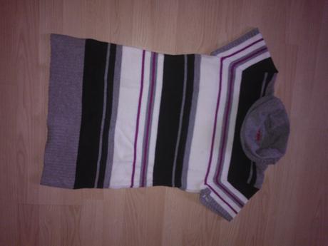 Polorolak sivo-cierny-biely-ruzovy pasikavy, xl