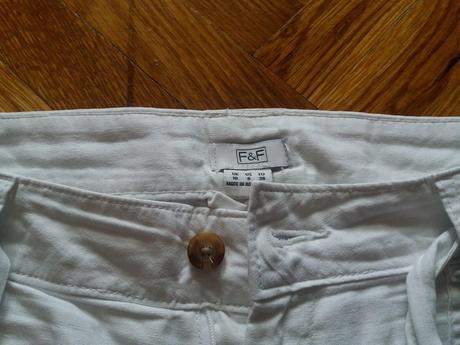 Ľanové voľné biele nohavice na leto, f&f,38