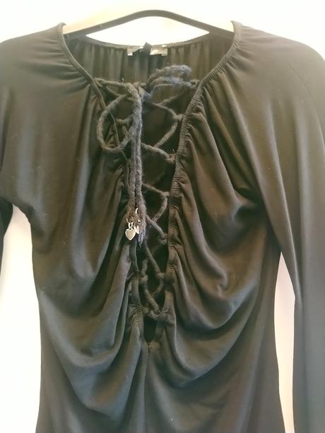 Čierny elastický top šnúrovanie, denny rose, xs, xs